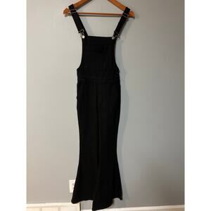 Black Flare Leg Denim Overalls Womens Small Bell Bottom Festival Boho Retro NWT
